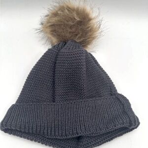 Gertex Hat (beanie) with Brown Faux Fur Pom Pom